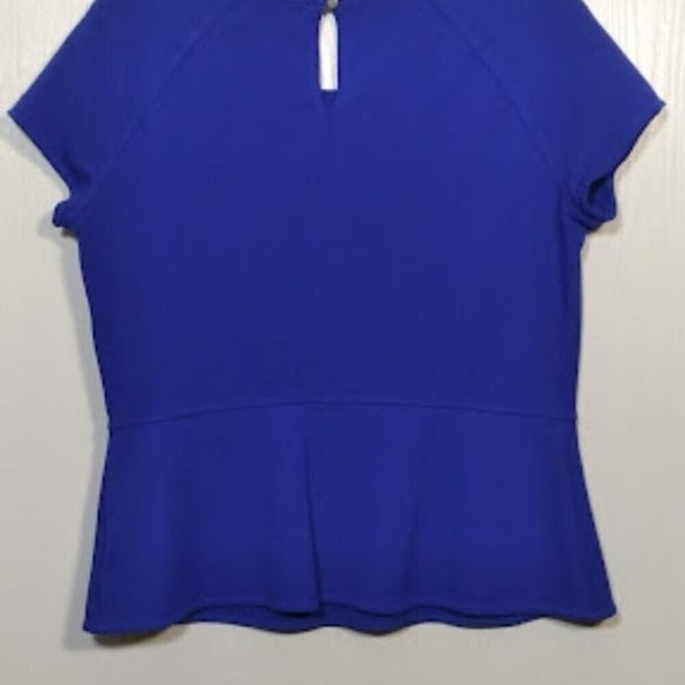 Liz Claiborne Career Blue Peplum Top Size: M - Picture 7 of 15